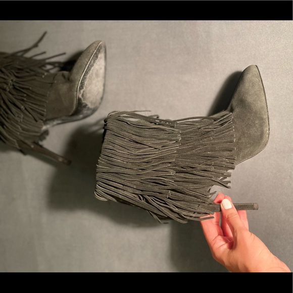 Zara Fringe Black Suede Boots - Picture 12 of 14